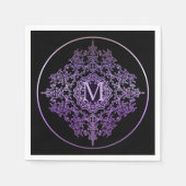 Serviette En Papier Monogramme violet fibre motif Napkins (Devant)