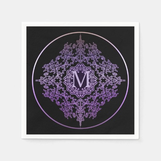 Serviette En Papier Monogramme violet fibre motif Napkins (Devant)