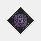 Serviette En Papier Monogramme violet fibre motif Napkins (Coin)