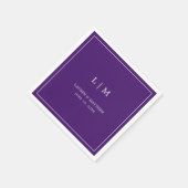 Serviette En Papier Monogramme violet simple Mariage élégant (Coin)