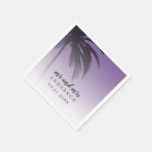 Serviette En Papier Monogramme Violet Tropical Palm Tree Beach Mariage (Coin)