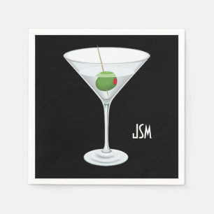 Serviette En Papier Monogramme Vodka Gin Martini Cocktail sur mesure