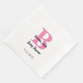 Serviette En Papier Monogrammes Baby shower rose blanc mignonne Élégan (Coin)