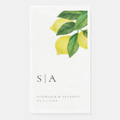 Serviette En Papier Monogrammes Citrus citron Mariage de verdure (Devant)