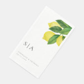 Serviette En Papier Monogrammes Citrus citron Mariage de verdure (Coin)
