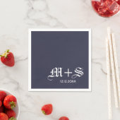 Serviette En Papier Monogrammes de mariage simples et élégants bleu (En situation)