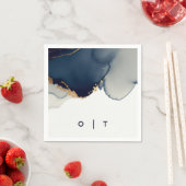 Serviette En Papier Monogrammes d'or bleu marine moderne Mariage de pl (En situation)