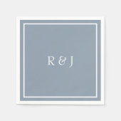 Serviette En Papier Monogrammes Dusty Blue Blanc Ampersand Cool Mariag (Devant)
