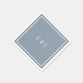 Serviette En Papier Monogrammes Dusty Blue Blanc Ampersand Cool Mariag (Coin)