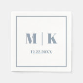 Serviette En Papier Monogrammes Dusty Blue Script Mariage moderne 2025 (Devant)
