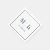 Serviette En Papier Monogrammes Dusty Blue Script Mariage moderne 2025 (Coin)