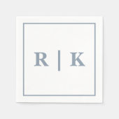 Serviette En Papier Monogrammes Dusty Blue Simple Minimal Mariage tend (Devant)