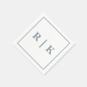 Serviette En Papier Monogrammes Dusty Blue Simple Minimal Mariage tend (Coin)