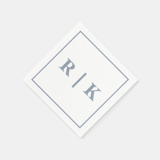 Serviette En Papier Monogrammes Dusty Blue Simple Minimal Mariage tend (Coin)