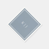 Serviette En Papier Monogrammes Dusty Blue White Initiales Simple Mari (Coin)