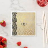 Serviette En Papier Monogrammes en dentelle dorée dorée (En situation)