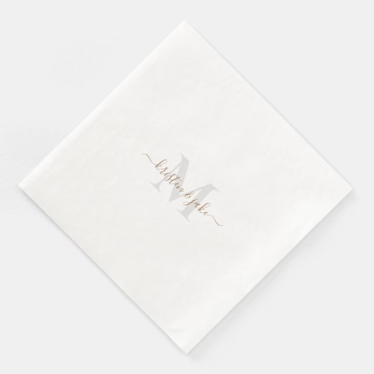 Serviette En Papier Monogrammes et noms de script Gold & Grey (Coin)