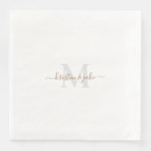 Serviette En Papier Monogrammes et noms de script Gold & Grey (Devant)