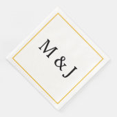 Serviette En Papier Monogrammes Gold Black Nom personnalisé Mariage mo (Coin)