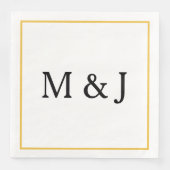 Serviette En Papier Monogrammes Gold Black Nom personnalisé Mariage mo (Devant)