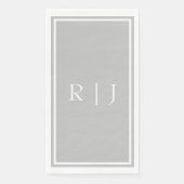 Serviette En Papier Monogrammes gris gris blanc Classy Mariage tendanc (Devant)