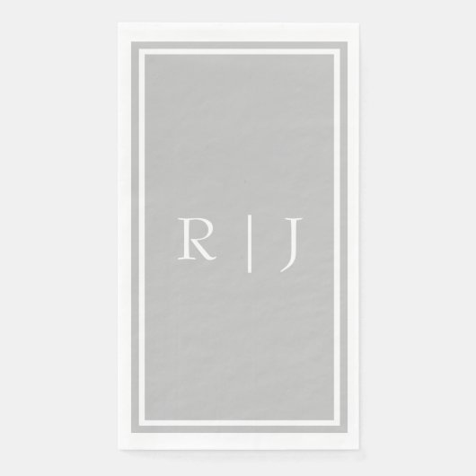Serviette En Papier Monogrammes gris gris blanc Classy Mariage tendanc (Devant)