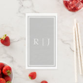 Serviette En Papier Monogrammes gris gris blanc Classy Mariage tendanc (En situation)