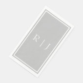 Serviette En Papier Monogrammes gris gris blanc Classy Mariage tendanc (Coin)