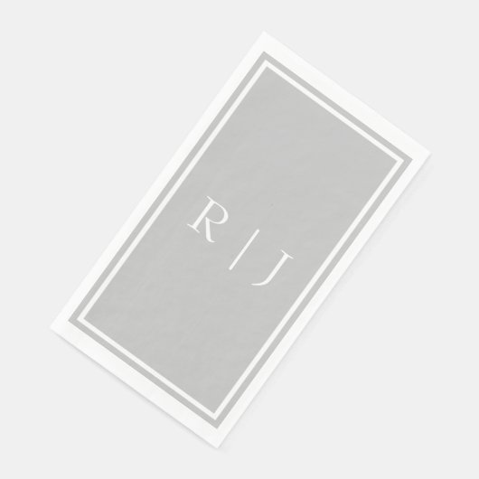 Serviette En Papier Monogrammes gris gris blanc Classy Mariage tendanc (Coin)