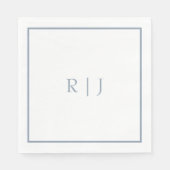 Serviette En Papier Monogrammes Initiales Dusty Bleu élégant mariage (Devant)