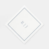 Serviette En Papier Monogrammes Initiales Dusty Bleu élégant mariage (Coin)