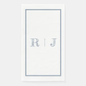 Serviette En Papier Monogrammes Initiales Dusty Blue Mariage moderne (Devant)