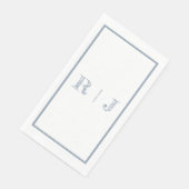 Serviette En Papier Monogrammes Initiales Dusty Blue Mariage moderne (Coin)