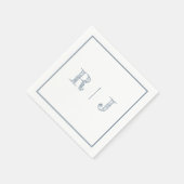 Serviette En Papier Monogrammes Initiales Dusty Blue Mariage moderne (Coin)