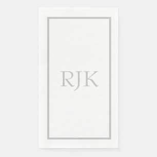 Serviette En Papier Monogrammes initiales gris clair Nom personnalisé 