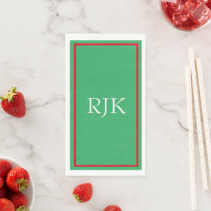 Serviette En Papier Monogrammes Initiales Rouge Vert 2023 Nom personna