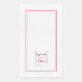 Serviette En Papier Monogrammes Mariages modernes Noms Date Magenta Dî (Devant)