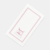 Serviette En Papier Monogrammes Mariages modernes Noms Date Magenta Dî (Coin)