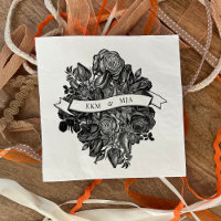 Monogrammes noir blanc Rose Mariage de bouquet