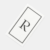 Serviette En Papier Monogrammes Nom Mariage Noir Blanc (Coin)