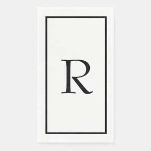 Serviette En Papier Monogrammes Nom Mariage Noir Blanc Shower Nuptial