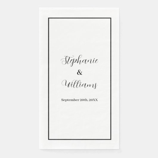 Serviette En Papier Monogrammes Nom personnalisé Mariage Simple Minima (Devant)