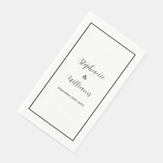 Serviette En Papier Monogrammes Nom personnalisé Mariage Simple Minima (Coin)