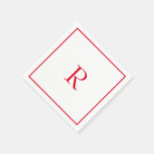 Serviette En Papier Monogrammes Nom Rouge Blanc Fête de Remise des Dip (Coin)