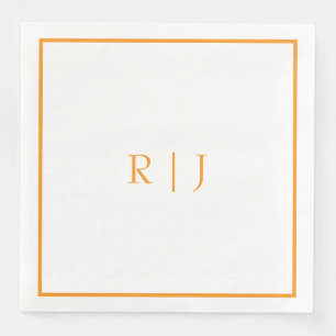 Serviette En Papier Monogrammes Orange Citrouille Mariage Automne