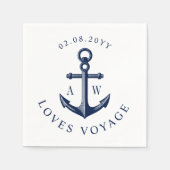 Serviette En Papier Monogrammes personnalisés Ancres nautiques (Devant)