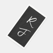 Serviette En Papier Monogrammes Rétro Lettre Initiale Mariage Noir Bla (Coin)
