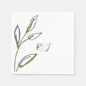 Serviette En Papier Monogrammes Sage Green Feuille Marine Blue Art Mar (Devant)