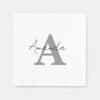 Monogrammes Simple Élégant Minimal Gris Noir Blanc