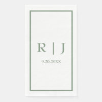Monogrammes Vert Sauge Mariage Simple Élégant Clas